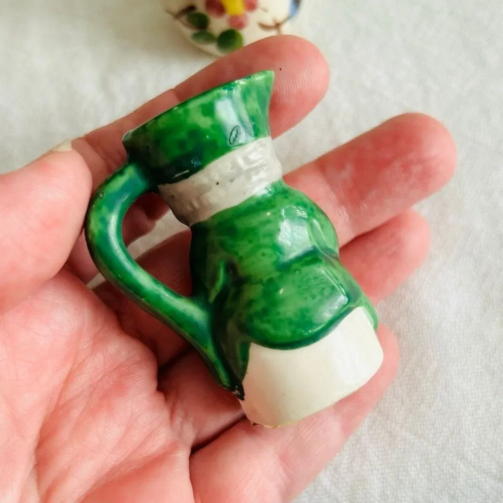 4 Vintage Miniature Pitchers Ceramic Floral Souvenir Toby Girl